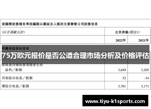 75万欧元报价是否公道合理市场分析及价格评估